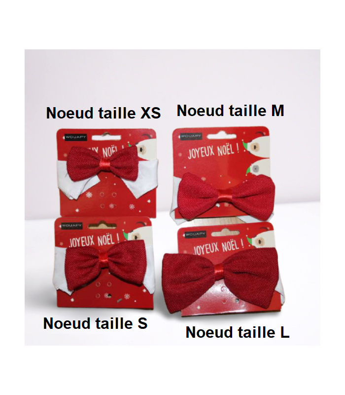 Taille des noeuds papillon de Noël pour chien et chat.