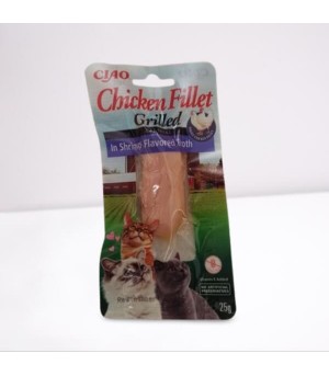 Filet de poulet au bouillon de crevette pour chat.
