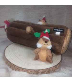 Peluche zippypaws pour chien tronc avec écureuils thème noël.
