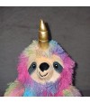 Peluche pour chien tête de paresseux licorne.