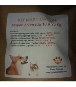 Liste des mastications du kit pour moyen chien.