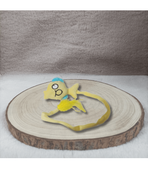 Peluche poisson rigolo jaune pour chat avec herbe à chat.