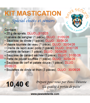 Liste de mastications du kit chiot.