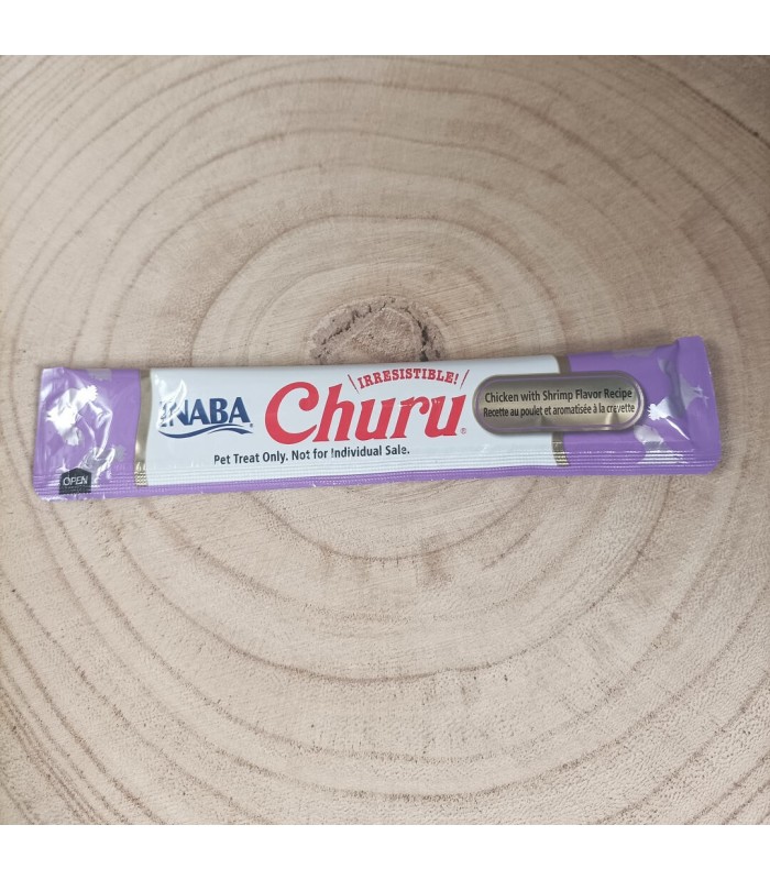 Tube de churu poulet et crevette pour chat.