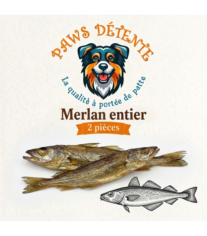 Merlan entier pour chien.