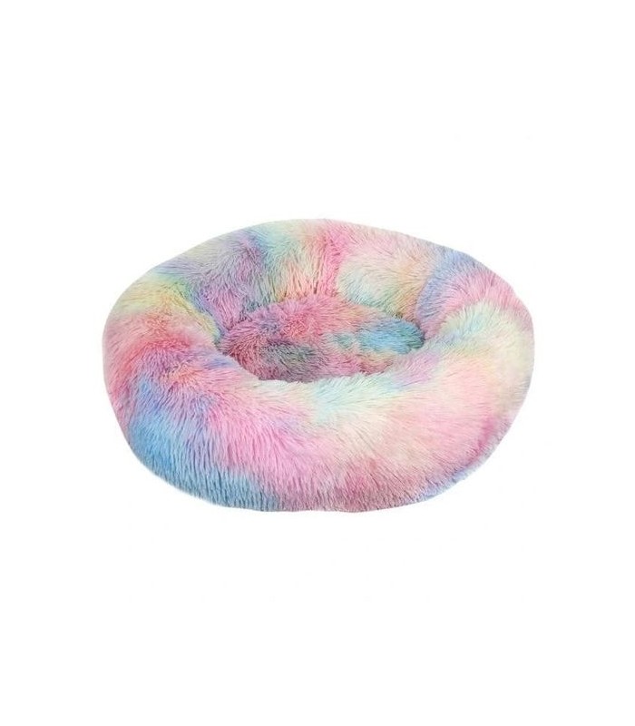 panier-coussin-anti stress -arc-en-ciel-confort-chat-petit chien-diamètre 50 70 cm.